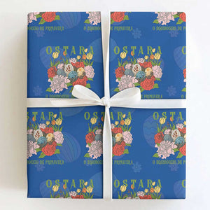 Ostara Eostre Easter Day Wrapping Paper Roll O Equinoccio De Primavera Eggs Flowers TS11 Royal Blue Print Your Wear
