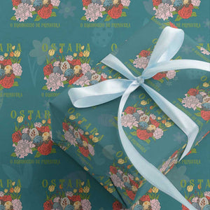 Ostara Eostre Easter Day Wrapping Paper Roll O Equinoccio De Primavera Eggs Flowers TS11 Teal Print Your Wear