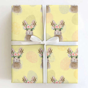 Ostara Pagan Eostre Easter Day Wrapping Paper Roll Rabbit Wolpertinger Spring Equinox Festival TS11 Light Yellow Print Your Wear