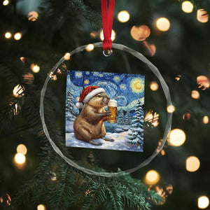 Otter Beer Christmas Crystal Glass Ornament Starry Night Van Gogh TS14 Print Your Wear