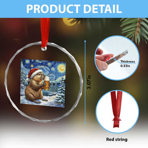 Otter Beer Christmas Crystal Glass Ornament Starry Night Van Gogh TS14 Print Your Wear