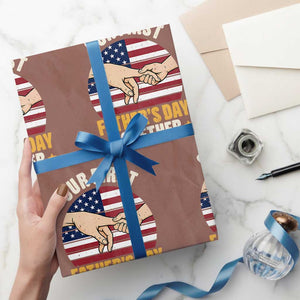 Our First Fathers Day Together Wrapping Paper Roll Patriotic New Dad Gift TS12 Mocha Print Your Wear