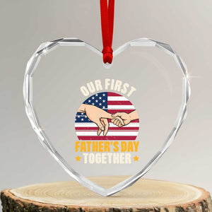 Our First Fathers Day Together Heart Crystal Glass Ornament Patriotic New Dad Gift TS12 Transparent Glass 3'' Heart Print Your Wear