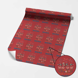 Our Flock Rocks Patriotic Flamingo Wrapping Paper Roll Funny 4th of July Family Matching TS02 Red Print Your Wear