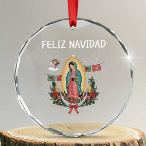 Our Lady of Guadalupe Christmas Crystal Glass Ornament Feliz Navidad TS14 Transparent Glass 3'' Circle Print Your Wear