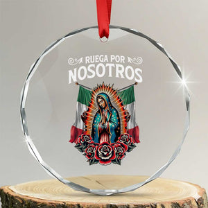 Our Lady of Guadalupe Crystal Glass Ornament Virgin Mary Mexican Flag TS14 Transparent Glass 3'' Circle Print Your Wear