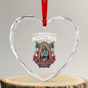 Our Lady of Guadalupe Heart Crystal Glass Ornament Virgin Mary Mexican Flag TS14 Transparent Glass 3'' Heart Print Your Wear