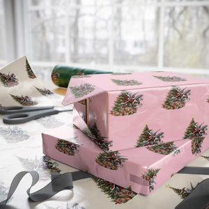 Outlaw Cowboy On Skeleton Horse Wrapping Paper Roll Dark Western Christmas TS12 Light Pink Print Your Wear