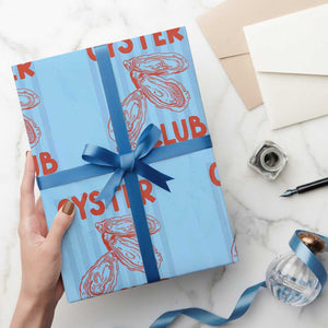 Oyster Club Wrapping Paper Roll Coastal Girls Trip Beach Vacation Gift TS14 Light Blue Print Your Wear