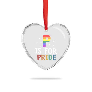 P is for Pride Heart Crystal Glass Ornament Funny Rainbow Alphabet Celebrating LGBTQ+ Identity TS02 Print Your Wear