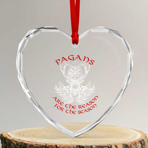Pagans Are The Reason For The Season Heart Crystal Glass Ornament Yule Pagan Xmas Vegvisir Symbol TS11 Transparent Glass 3'' Heart Print Your Wear