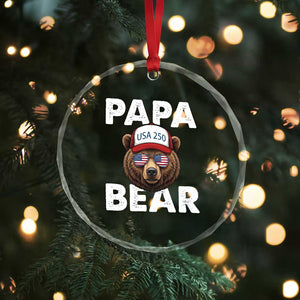 Papa Bear Father's Day Crystal Glass Ornament America 250th Anniversary USA Flag July 4th TS14 Print Your Wear