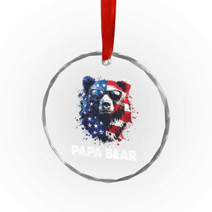 Papa Bear Father's Day Crystal Glass Ornament Patriotic American Flag 4th Of July TS14 Print Your Wear
