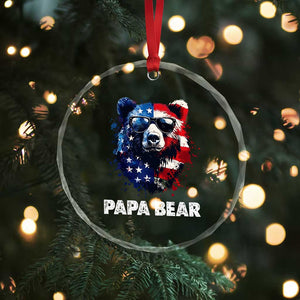 Papa Bear Father's Day Crystal Glass Ornament Patriotic American Flag 4th Of July TS14 Print Your Wear