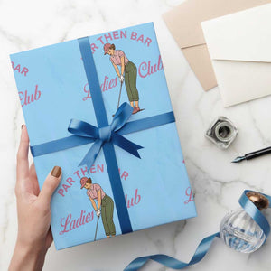 Par Then Bar Ladies Club Vintage Wrapping Paper Roll Retro Womens Golfing 19th Hole Humor Preppy Country TS02 Light Blue Print Your Wear