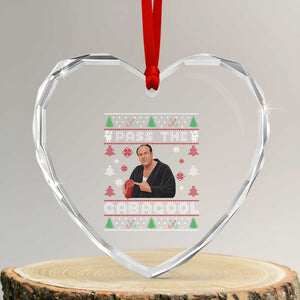 Pass The Gabagool Ugly Christmas Heart Crystal Glass Ornament Retro TV Show Funny TS10 Transparent Glass 3'' Heart Print Your Wear