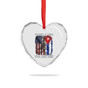 Patria y Vida Cuba Libre Freedom Heart Crystal Glass Ornament Cuban Pride Independence USA Cuba Flag TS02 Print Your Wear