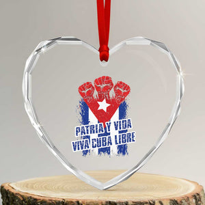 Patria y Vida Cuba Libre Heart Crystal Glass Ornament Cuba Flag Fist Freedom Movement TS11 Transparent Glass 3'' Heart Print Your Wear