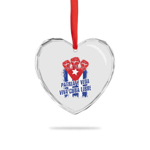 Patria y Vida Cuba Libre Heart Crystal Glass Ornament Cuba Flag Fist Freedom Movement TS11 Print Your Wear