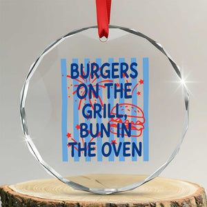 Patriotic 4th of July Pregnancy Announcement Preppy Style Crystal Glass Ornament Burgers On The Grill Bun In The Oven Summer BBQ