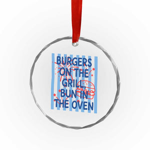 Patriotic 4th of July Pregnancy Announcement Preppy Style Crystal Glass Ornament Burgers On The Grill Bun In The Oven Summer BBQ