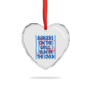 Patriotic 4th of July Pregnancy Announcement Preppy Style Heart Crystal Glass Ornament Burgers On The Grill Bun In The Oven Summer BBQ