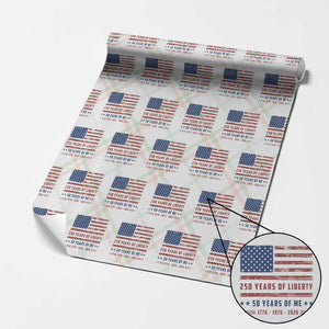 Patriotic 50th Birthday USA 250th Anniversary Wrapping Paper Roll 250 Years of Liberty 1976 50 Year Old Gift