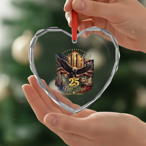 Patriotic American Eagle 9 11 Memorial 25th Anniversary Heart Crystal Glass Ornament 25 Years 2021 2026 Never Forget