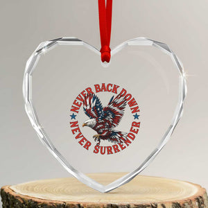 Patriotic American Eagle Graphic Heart Crystal Glass Ornament Never Back Down Never Surrender Memorial for Freedom Fighters TS02 Transparent Glass 3'' Heart Print Your Wear