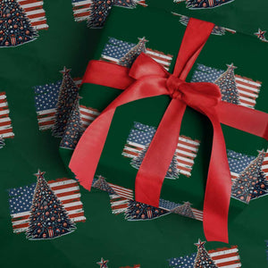 Patriotic American Flag Christmas Wrapping Paper Roll TS14 Green Print Your Wear