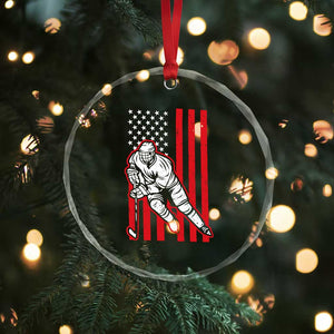 Patriotic American Flag Ice Hockey Player Crystal Glass Ornament Stars And Stripes Sports Graphic TS02 Print Your Wear
