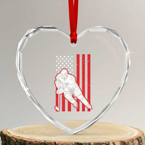 Patriotic American Flag Ice Hockey Player Heart Crystal Glass Ornament Stars And Stripes Sports Graphic TS02 Transparent Glass 3'' Heart Print Your Wear
