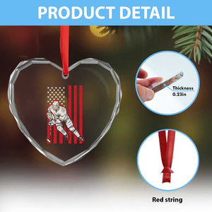 Patriotic American Flag Ice Hockey Player Heart Crystal Glass Ornament Stars And Stripes Sports Graphic TS02 Print Your Wear