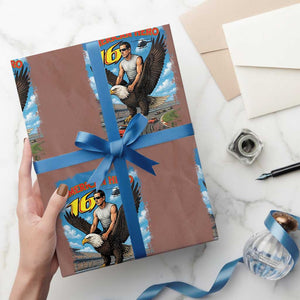 Patriotic Americanana Speed Legend 16 Tribute Wrapping Paper Roll American Hero Bald Eagle Speedway Memorial TS02 Mocha Print Your Wear