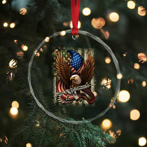Patriotic Armed Eagle with Camo Flag Crystal Glass Ornament Military Patriotic USA Defense TS02 Print Your Wear