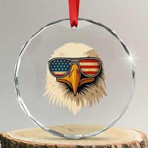 Patriotic Bald Eagle Crystal Glass Ornament With Sunglasses American Flag Vintage TS02 Transparent Glass 3'' Circle Print Your Wear