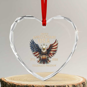Patriotic Bald Eagle Football Heart Crystal Glass Ornament America 250th Anniversary Gift TS12 Transparent Glass 3'' Heart Print Your Wear
