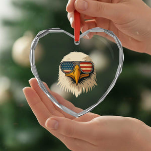 Patriotic Bald Eagle Heart Crystal Glass Ornament With Sunglasses American Flag Vintage TS02 Print Your Wear