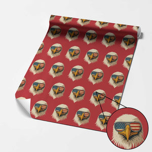 Patriotic Bald Eagle Wrapping Paper Roll With Sunglasses American Flag Vintage TS02 Red Print Your Wear