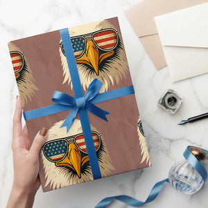 Patriotic Bald Eagle Wrapping Paper Roll With Sunglasses American Flag Vintage TS02 Mocha Print Your Wear
