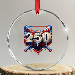 Patriotic Baseball Drip Crystal Glass Ornament USA 250th Anniversary Gift TS12 Transparent Glass 3'' Circle Print Your Wear