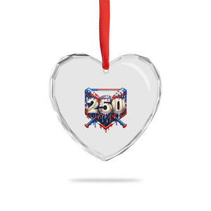 Patriotic Baseball Drip Heart Crystal Glass Ornament USA 250th Anniversary Gift TS12 Print Your Wear