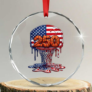 Patriotic Basketball Drip Crystal Glass Ornament USA 250th Anniversary Gift TS12 Transparent Glass 3'' Circle Print Your Wear