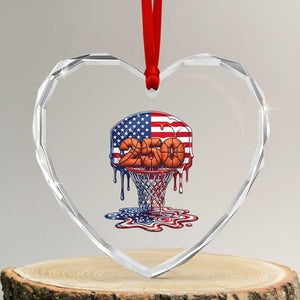 Patriotic Basketball Drip Heart Crystal Glass Ornament USA 250th Anniversary Gift TS12 Transparent Glass 3'' Heart Print Your Wear