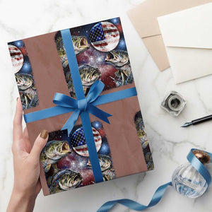 Patriotic Bass Fishing Moon Wrapping Paper Roll 4th Of July Fisherman Gift TS12 Mocha Print Your Wear