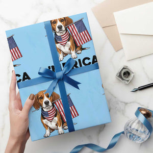 Patriotic Beagle Lover 4th Of July Dog Wrapping Paper Roll Merica Pride