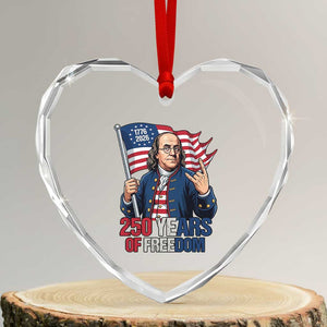 Patriotic Benjamin Franklin Heart Crystal Glass Ornament 250 Years Of Freedom TS12 Transparent Glass 3'' Heart Print Your Wear