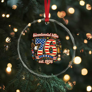 Patriotic Bicentennial Babe Est 1976 Crystal Glass Ornament Eagle Fireworks 50th Birthday TS02 Print Your Wear