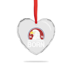 Patriotic Bicentennial Born 1976 Heart Crystal Glass Ornament American Bald Eagle 50th Birthday TS02 Print Your Wear