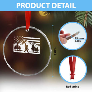 Patriotic Bigfoot American Flag in Forest Crystal Glass Ornament TS11 Print Your Wear